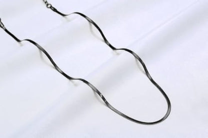 FOSIR Herringbone Necklace for Women, 14K Gold Plated/Silver/Black Choker Necklace, Dainty Surgical Stainless Steel Snake Chain for Women, 2.3mm/3mm/4mm/5mm Width - color: Black, style: 3.0mm/14 Inch