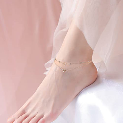 Flyow Anklet for Women S925 Sterling Silver Adjustable Foot Beaded Heart Charm Ankle Bracelet Anklets Jewelry - style: Stethoscope