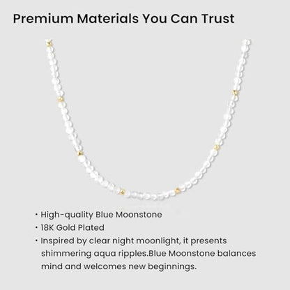 ARSIS Genuine Beaded Gemstone Necklace for Women, Colorful Natural Stone Handmade Bead Choker, Personalized Birthstone Necklace, Boho Summer Beach Necklace Layering Stackable Jewelry Gift - color: Moonstone (June)