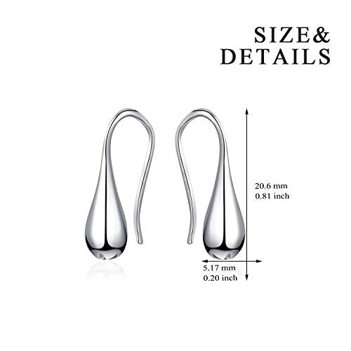 Pull Through Teardrop Dangle Earrings 925 Sterling Silver Simple Water Drop Earrings Birthday Mother's Day Christmas Gifts for Women - style: pull through teardrop earrings