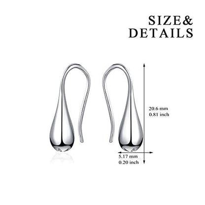 Pull Through Teardrop Dangle Earrings 925 Sterling Silver Simple Water Drop Earrings Birthday Mother's Day Christmas Gifts for Women - style: pull through teardrop earrings