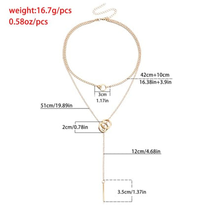 Gold Necklaces for Women Gold Plated Layered Lariat Necklaces Dainty Long Chain Y Pendant Necklaces Wedding Prom Fashion Jewelry Accessary - color: Gold