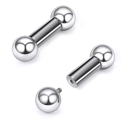 16G-2G ASTM F136 Titanium Internally Threaded Nipple Tongue Rings Piercing Jewelry Straight Industrial Earring Barbell G23 Titanium Nipple Tongue Bars Piercing Jewelry for Women Men 12MM-40MM - style: 2G, 14mm Length, 10mm Ball