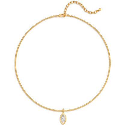 Gold CZ Choker Necklace Trendy Statement | Gold choker necklace, CZ pendant, Adjustable chain, Dainty statement, Summer gift, Gift for women, Lightweight - style: 23382