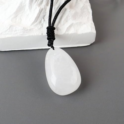 Anjiucc Natural Gemstone Tree of Life Black Obsidian/Golden Obsidian Pendant Necklace for Male and Female Necklace - color: Clear Quartz
