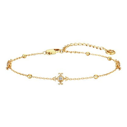 Cicy Bell Hand Chain Bracelets for Women 18K Gold Plated | Layered Stackable Dainty Ring Bracelets, Adjustable Satellite Bead Dot Link Finger Bracelets - color: Style I-Gold
