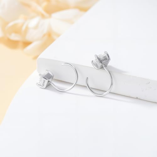 925 Sterling Silver Moissanite Huggie Half Hoop Earrings for Women - style: style 2