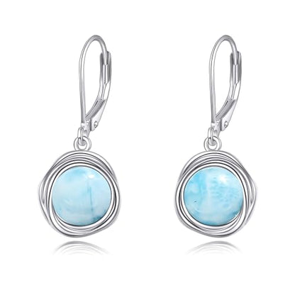FreshWater Pearl Dangle Earrings 925 Sterling Silver Lapis lazuli Turquoise Larimar Opal Black Pearl Leverback Earrings for Women Birthday Hypoallergenic - style: Larimar earrings