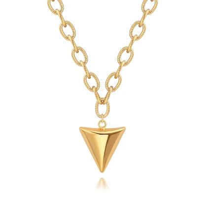 SOFYBJA Saint Benedict Necklace Drop 18K Gold Toggle Medallion Coin Cross Pendant Necklaces Religious Jewelry Catholic Gift for Women - color: triangle