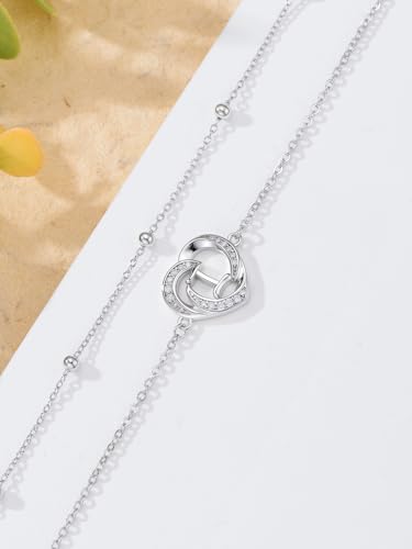 Dorunmo Initial Anklet 925 Sterling Silver Letter A-Z Layered Heart Anklet Beach Jewelry Birthday Gifts for Women - color: I