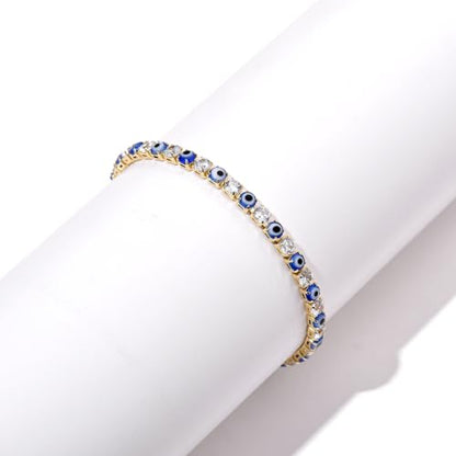 Evil Eye Bracelets for Women 18K Gold and Silver Filled with 4MM Cubic Zirconia Tennis Bracelet Evil Eye Jewelry - color: 14K Gold