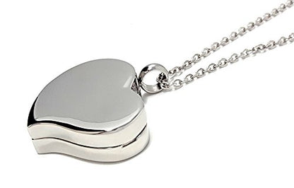 Amour Heart Pill Necklace - Polished Heart Locket with Strong Magnetic Closure - Medication Necklace - Keep Your Medication Securely with You at All Times - 26 Inch Chain - color: Silver