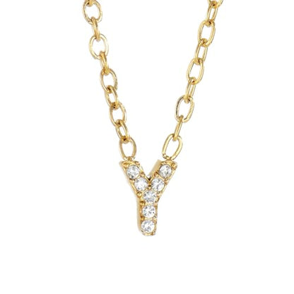 Small Letter Necklace for Women 18K Gold Plated Cubic Zirconia Tiny Initial Necklace Dainty Personalized Name Necklaces - color: Y-Gold