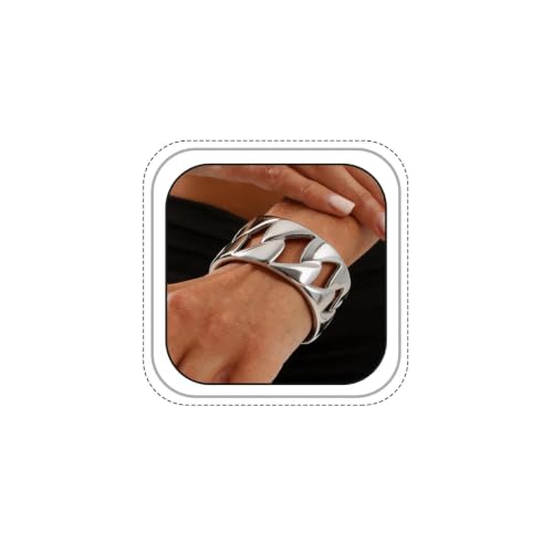 Gold Chunky Interwoven Hollow Cuff Bracelet for Women, Y2k Vintage Geometric Circular Wide Open Bangle Bracelet Trendy Statement Jewelry Punk Party Gifts - color: Silver