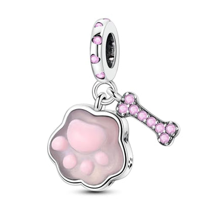 14K Gold Plated Charms for Bracelets Necklace Star Moon Cross Beads Woman | 925 Sterling Silver Charms Butterfly Cute Cat Dog Evil Eye Lucky Bracelet Beads Aesthetic Peandant Jewelry Gift for Mom - color: pink 1