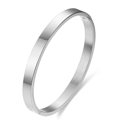 MYNENEY Womens Bracelets Stainless Steel Pave Cubic Zironia Stackable - color: 6mm-Silver, size: 7 Inch