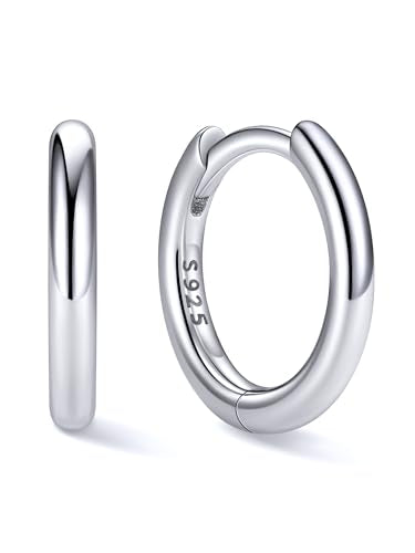 ChicSilver 925 Sterling Silver Hoop Earrings for Women Silver Huggie Hoops | Hypoallergenic 925 sterling silver hoops in 8/10/12/14/16/18/20MM, available in Gold/Silver/Rose Gold/Black. - color: Silver, size: 8mm