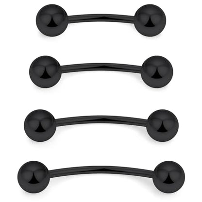 Snake Eyes Piercing Jewelry Tongue Surgical Steel Frog Eyes Tongue Rings 16G 14G Eyebrow Piercing Curbed Barbell Vertical Labret Lip Jewelry Bridge Piercings for Women Men 10mm/12mm/14mm/16mm - color: 16g,black
