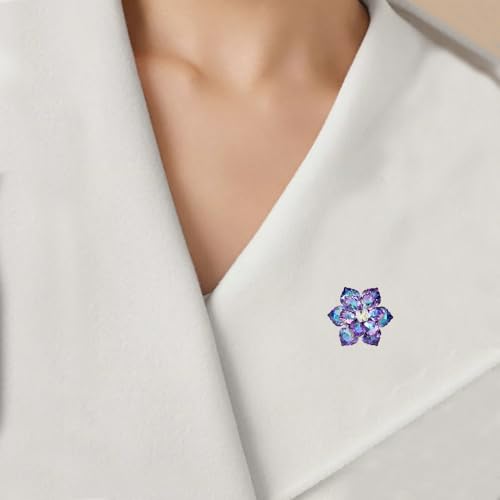 Crystal Flower Brooch Pin for Women Dress Suit Bag Hat Broochs Pins Christmas Brooch Pin Wedding Party Birthday Dance Jewelry Accessories - color: Purple Flower Brooch Pin A