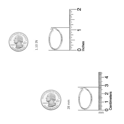 LeCalla 925 Sterling Silver Hoop Earrings for Women | Lightweight Classic Diamond-Cut Textured Hoop Earring | Women's Earring Hoops Size 20/25/30/35/40MM - color: 28MM / Tube-2mm
