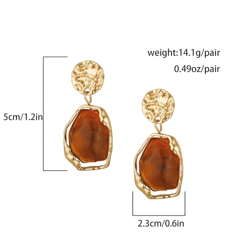 Dr's gift Chunky Leopard Print Earrings for Women 14K Gold Plated Statement Huggie Hoop Earrings Brown Acrylic Tortoise Resin Cheetah Trendy Jewelry - color: Brown 1