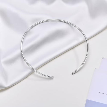 JAJAFOOK Minimalist Round Gold-Tone Bar Necklace Simple Fashion High Neck Choker Female King Neckwire - color: Silver