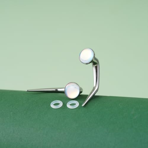 TBOSEN 18PCS Stainless Steel Stretching Kit Taper Bend Expander O-Ring Round | Flower | Heart | Cat Top Body Piercing Jewelry Set - color: Aurora Round Top,Silver