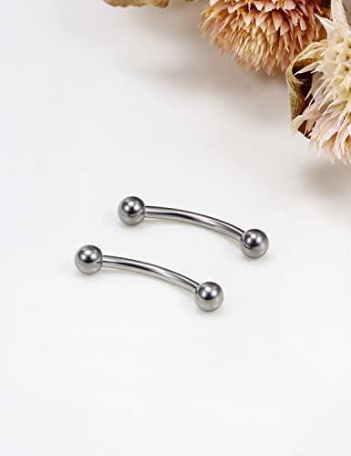 14G 16G Eyebrow Piercing Jewelry G23 Titanium Curved Barbell Eyebrow Ring Vertical Labret Lip Jewelry Rook Daith Earrings Piercing Jewelry for Women Men 6mm 8mm 10mm 12mm 14mm 16mm - color: 16G-10mm