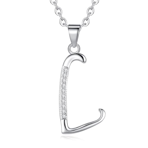 VIKI LYNN Dainty Initial Letter Pendant Necklace for Women | Cubic Zirconia Initial Jewelry, Personalized Letter Necklace, Dainty Women Jewelry, Birthday Gift Idea for Her, Mom and Wife - color: Silver, style: Silver-L