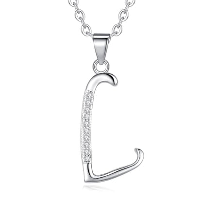 VIKI LYNN Dainty Initial Letter Pendant Necklace for Women | Cubic Zirconia Initial Jewelry, Personalized Letter Necklace, Dainty Women Jewelry, Birthday Gift Idea for Her, Mom and Wife - color: Silver, style: Silver-L