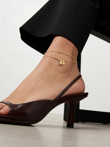 ChainsProMax Initial Ankle Bracelets for Women, Waterproof Anklets Bracelet Adjustable Summer Beach Women Foot Jewelry, Stainless Steel/Gold Plated-Send Gift Box/Letter A-Z - color: Gold Plated-E