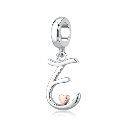Letter Charms for Pandora Bracelets 925 Sterling Silver Alphabet Initial Charms Bead Jewelry Gift for Women - style: Initial E