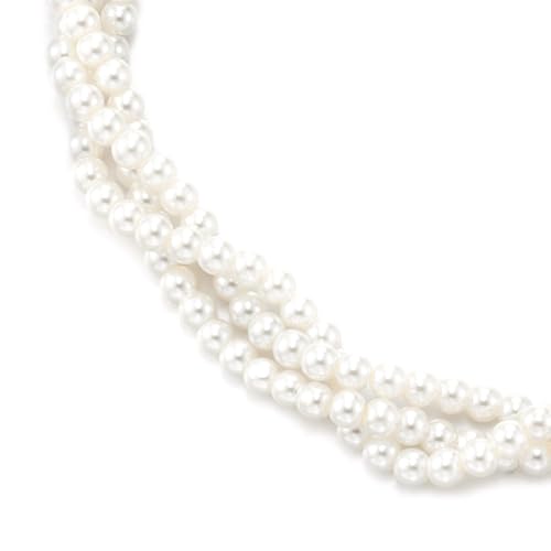Twisted Pearl Choker Necklace Elegant Faux Pearls Braided Multi-Strand Design Classic Bridal Jewelry