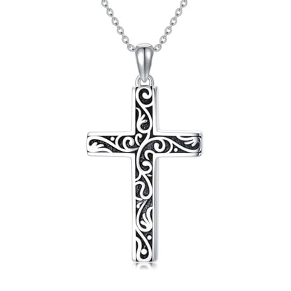 Cross Necklace for Men Women 925 Sterling Silver Cross Pendant Necklace Christian Religious Jewelry Gifts for Anniversary - color: 20-Filigree Cross