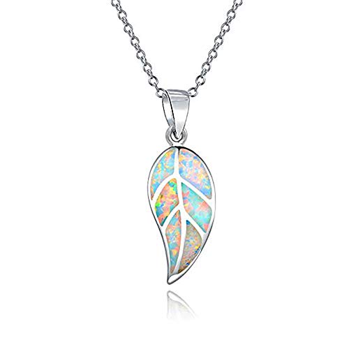 CiNily Opal Leaf/Flower Pendant Necklace for Women Silver Plated Jewelry Gift - color: white