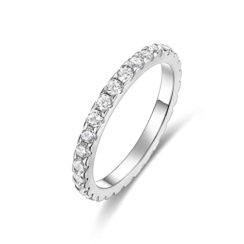 Devin Rose Cubic Zirconia Eternity Wedding Band for Women Stackable Ring - color: White, size: 6