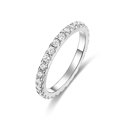 Devin Rose Cubic Zirconia Eternity Wedding Band for Women Stackable Ring - color: White, size: 8