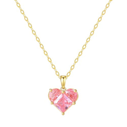 Starain Heart Necklaces for Women Dainty Cubic Zirconia Love Heart Pendant Necklace 18K Gold Plated Chain Trendy Stuff Jewelry - color: I Gold Heart Necklace