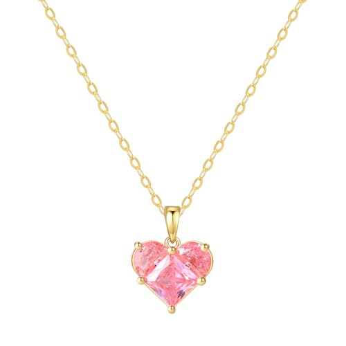 Starain Heart Necklaces for Women Dainty Cubic Zirconia Love Heart Pendant Necklace 18K Gold Plated Chain Trendy Stuff Jewelry - color: I Gold Heart Necklace