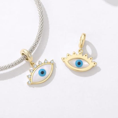 Animal Charms for Bracelets 925 Sterling Silver Bead Charms Bee Butterfly Fox Charm Fits Bracelets and Necklaces Cute Charms for Women - color: Evil eye