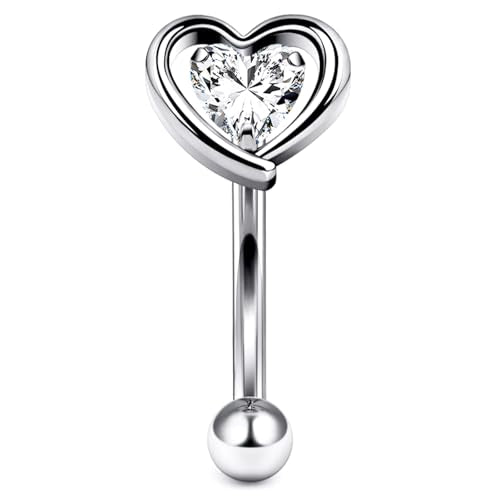 16G Astm F136 Titanium Eyebrow Piercing Jewelry Curved Barbell Eyebrow Ring Vertical Labret Lip Jewelry Daith Rook Earrings Navel Small Belly Button Ring Piercing Jewelry for Women Men CZ - style: 16G, 6MM Length-I