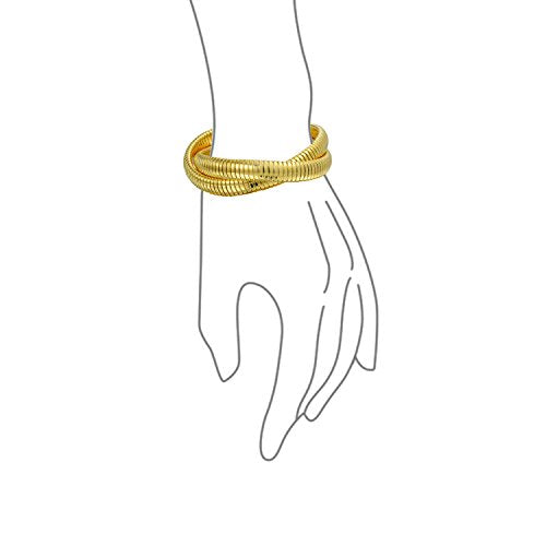 Bling Jewelry Omega Cobra Bangle Stretch Bracelet Rose Gold Silver Tone Stainless Steel - color: Gold Tone