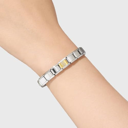 Stainless Steel Italian Charm Bracelet, 18 Link Starter Bracelet 9mm Charms | Italian Charm Bracelet with 9Pcs/20Pcs Charms and Opening Tools, Classic 9mm Modular Charm, Personalized Jewelry Gift - color: Gold S
