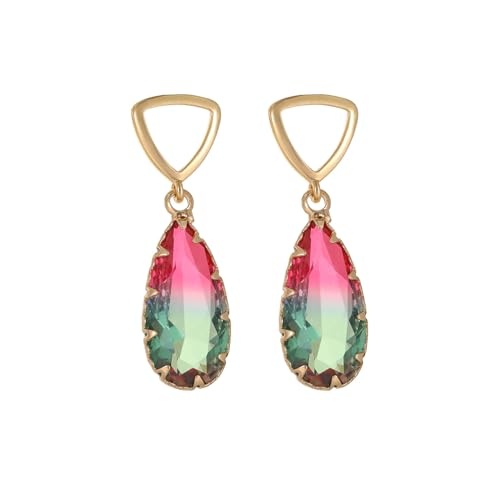 Crystal Earrings CXUEMH Teardrop Earrings for Women Blue and Green Dangle Earrings Elegant Earrings for Prom Emerald Green Earrings Formal Jewelry Crystal Drop Earrings - color: Style E