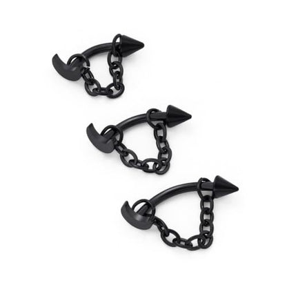 3 Pcs 316L Stainless Steel 16G Tragus Helix Rook Piercing Jewelry with Chain, Cartilage Earrings for Women, Belly Button Ring Vertical Labret Lip Piercing Jewelry - color: Black, size: Moon