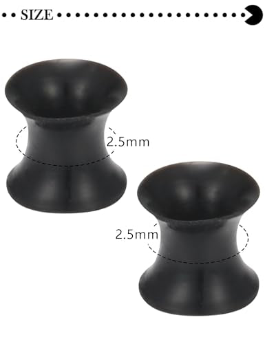 10G-50mm Thin Black Silicone Ear Gauges Tunnels Rubber Ear Plugs Gauges Double Flared Flexible Tunnel Earrings for Women Men - color: 10G = 2.5mm