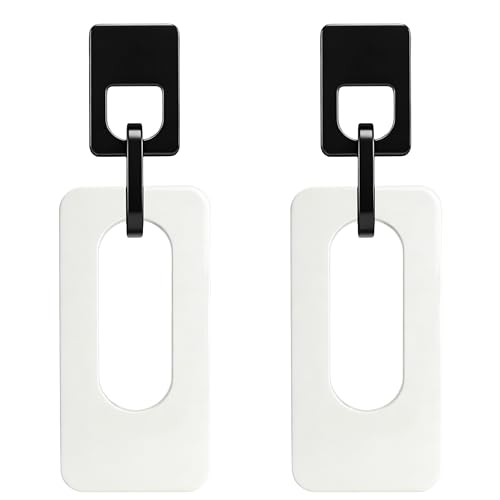 Boho Lightweight Retro Simple Acrylic Splicing Rectangle Earrings for Women Creative Exaggerated Statement Dangle Drop Earrings Jewelry - color: Black White B