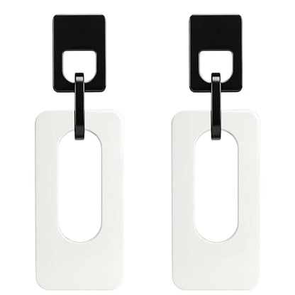 Boho Lightweight Retro Simple Acrylic Splicing Rectangle Earrings for Women Creative Exaggerated Statement Dangle Drop Earrings Jewelry - color: Black White B