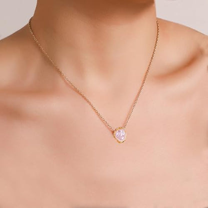 Baroque Pearl Necklaces for Women, Single Pearl Dainty Gold Necklace，Drop Pendant Necklace with Irregular Pearls Vintage Wedding Jewelry