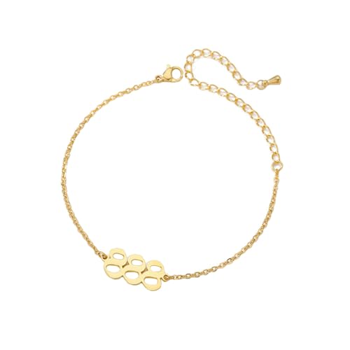PAURO Women's Angel Number Bracelet Ankle Anklet Chain Adjustable | Stainless Steel, Minimalist Numerology Spiritual Statement Jewelry Gift - color: Gold 888, 8.3+2inch